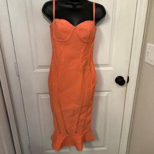 Boohoo Bodycon Bandeau Dress, Brand New w/ Tags, Peach